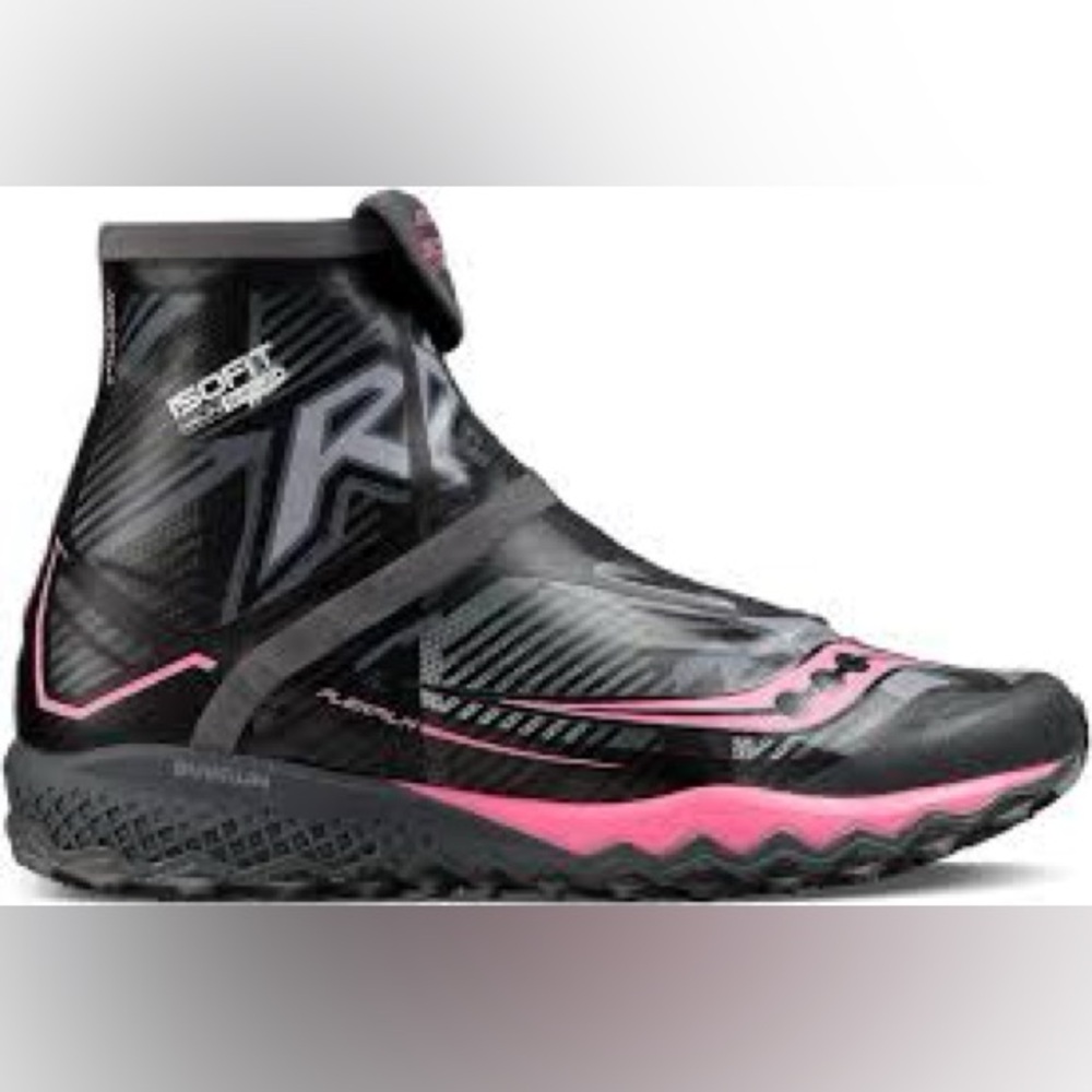 Saucony Black and Pink Winter/Rain trail runners